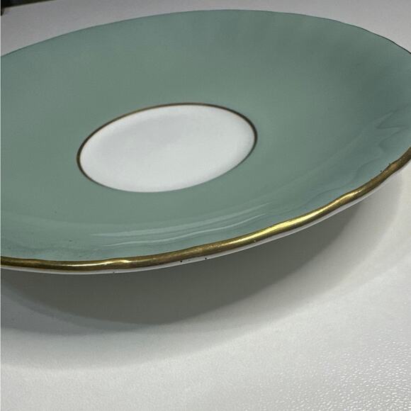 Aynsley Replacement Saucer(England) Bone China Mint Green & gold Pembroke trim - Picture 4 of 5